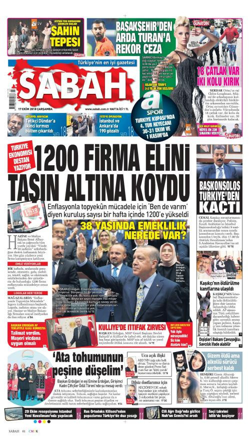 Gazete manşetleri 17 Ekim 2018 Hürriyet - Milliyet - Sözcü - Posta - Resim: 3