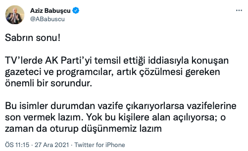 Aziz Babuşcu AK Parti adına ekrandaki isimlere fena patladı! Sabrın sonu, vazifelerine son verilsin! - Resim: 0