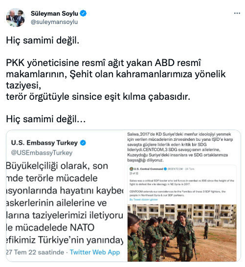 İçişleri Bakanı Süleyman Soylu 3 teröristin öldürüldüğünü ABD'ye böyle duyurdu: Taziyenizi bekliyoruz - Resim: 0