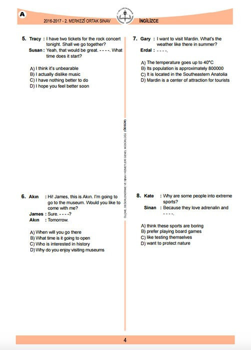 TEOG İngilizce soruları ve cevap anahtarları 2017 tüm kitapçıklara göre - Resim: 3