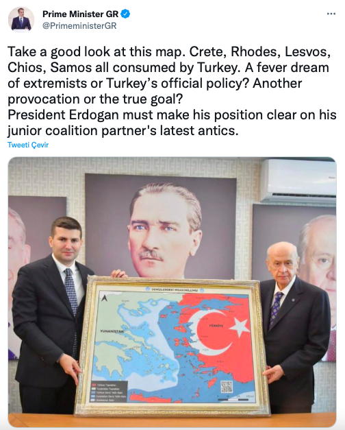 Yunanistan çıldırmıştı! Bahçeli'deki harita için Miçotakis de konuştu Cumhurbaşkanı Erdoğan'a seslendi - Resim: 0