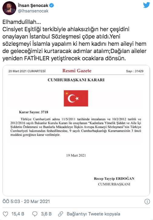 İhsan Şenocak: İstanbul Sözleşmesi çöpe atıldı! - Resim: 0