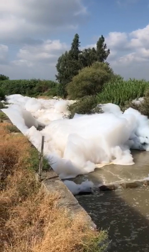Enteresan görüntüler! Tarsus'ta dere köpürdü - Resim: 1