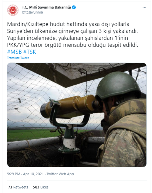 Mardin'de yasa dışı yollarla Suriye'den Türkiye'ye girmeye çalışan biri PKK'lı 3 kişi yakalandı - Resim: 0