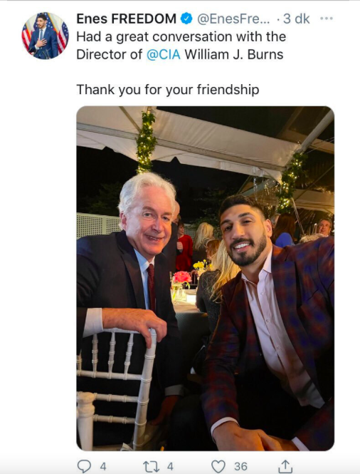 Fethullah Gülen'in manevi oğlu Enes Kanter CIA direktörüyle fotoğrafını paylaştı - Resim: 0