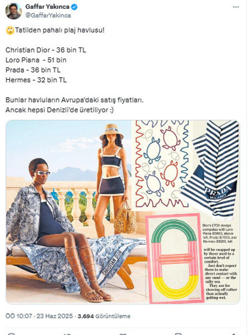 51 bin liraya havlu mu olurmuş demeyin! Tatilden pahalı plaj havlusu - Resim: 0