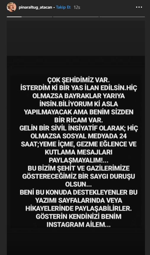Pınar Altuğ'dan İdlib şehitleri için çağrı! 'Yeme içme paylaşımı yapmayalım' - Resim: 2