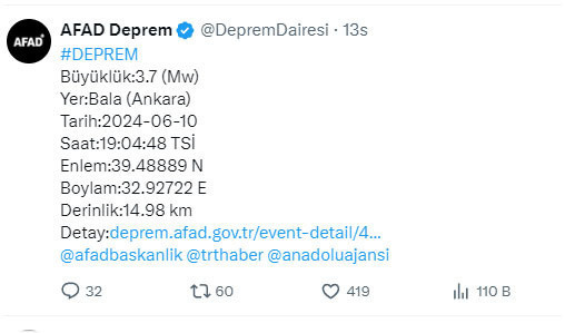 Ankara'da deprem oldu! AFAD'dan açıklama geldi - Resim: 0