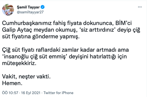 Şamil Tayyar Cumhurbaşkanı Erdoğan'ı işaret eden BİM'i hedef aldı: Vakit neşter vakti - Resim: 0