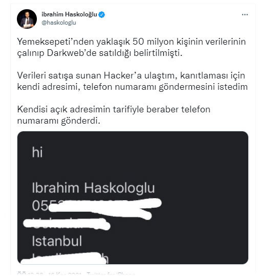 50 milyon kişinin bilgileri çalındı! Hackerlar mesaj gönderdi Yemeksepeti'nden fidye istedi - Resim: 0