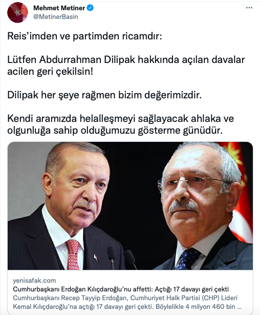 Mehmet Metiner, Abdurrahman Dilipak için istedi: Reisimden ricamdır - Resim: 0