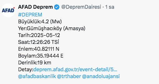 Amasya'da peş peşe deprem oldu! AFAD'dan açıklama geldi, son depremin şiddeti kaç? - Resim: 1