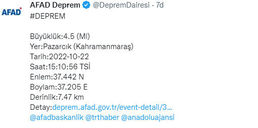 Kahramanmaraş'ta panik yaratan deprem! AFAD şiddetini açıkladı - Resim: 0