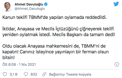 Ahmet Davutoğlu'ndan hükümete tepki: Meclisi kapatın ferman yayınlayın - Resim: 0
