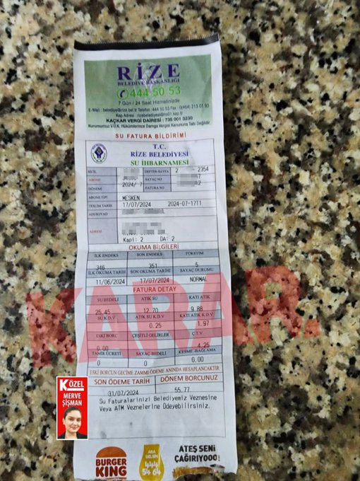 Su faturalarına Burger King reklamı alan Rize Belediyesi'nden açıklama - Resim: 1