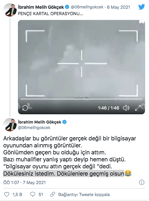 Melih Gökçek 'Kartal Pençe operasyonu' diye bilgisayar oyunu görüntüsü paylaştı - Resim: 0