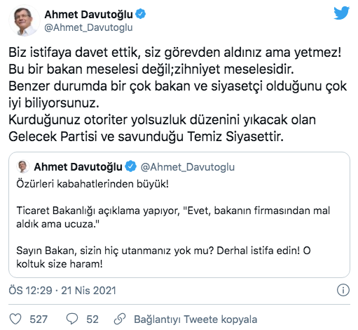 Ahmet Davutoğlu'ndan Erdoğan'a Pekcan tepkisi: Görevden aldınız ama yetmez - Resim: 0