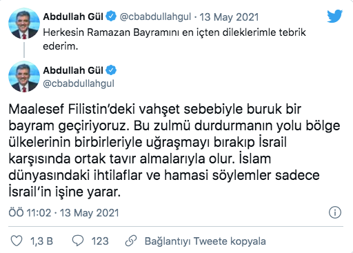 Abdullah Gül'den dikkat çeken Filistin paylaşımı! İslam ülkelerine çağrı yaptı - Resim: 0