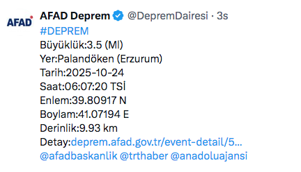 Erzurum'da deprem paniği! AFAD duyurdu - Resim: 0
