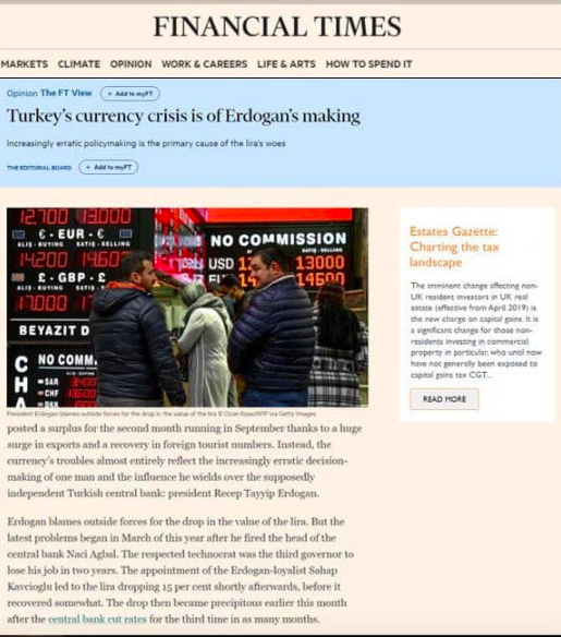 Financial Times'tan Cumhurbaşkanı Erdoğan yorumu: Sorun ekonomi değil Erdoğan! - Resim: 0