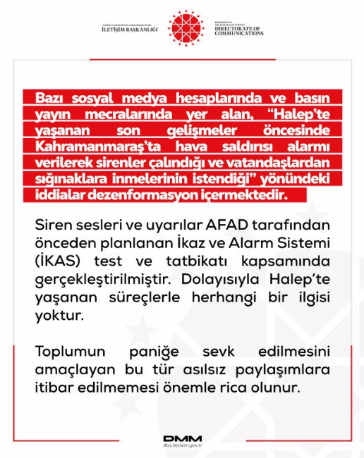 DMM’den Kahramanmaraş'ta hava saldırısı alarmı iddialarına yalanlama - Resim: 0