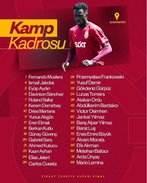 Galatasaray’ın final maçı için kamp kadrosu belli oldu - Resim: 0