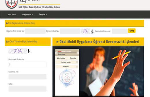 e okul veli bilgilendirme sistemi giriş sayfası MEB 2015