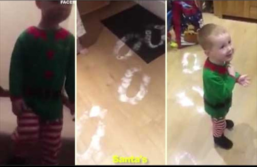 Noel Baba'nın ziyaretine geldiğini düşünen çocuğun aşırı sevimli tepkisi