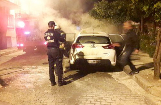 Aydın’da polis otomobili kundaklandı