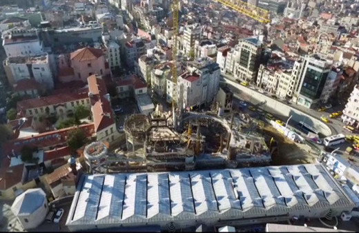 Taksim'e yapılan caminin ana taşıyıcıları tamamlandı