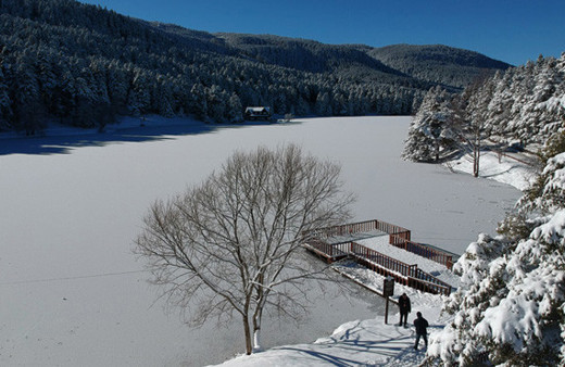 Gölün yüzeyi dondu ortaya kartpostallık görüntüler çıktı