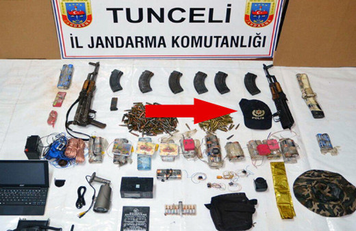 Tunceli'de PKK sığınağında polis kıyafeti ve güvenlik kamerası