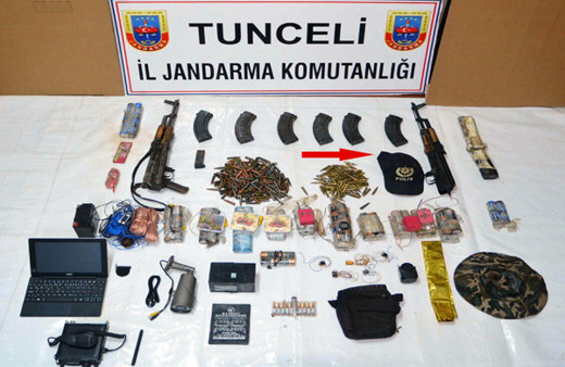Tunceli'de PKK sığınağında polis kıyafeti ve güvenlik kamerası
