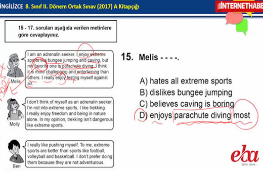 TEOG 2. dönem İngilizce soruları 2017 çözüm videoları