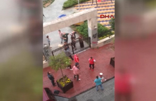 Köpek gezdirenlere vantilatörle saldırdı