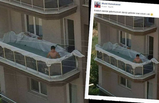 Madem havuza gidemiyorum o zaman evi havuza çeviririm...