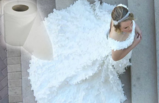 Gelinlikler artık tuvalet kağıdından!
