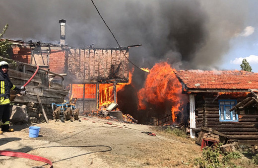 Çıkan yangında köyün yarısı kül oldu
