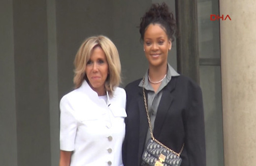 Ünlü şarkıcı Rihanna, Elysee Sarayı'nda