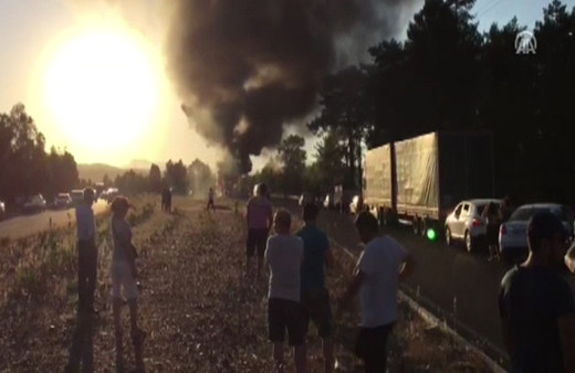 Muğla'da tur otobüsü yandı