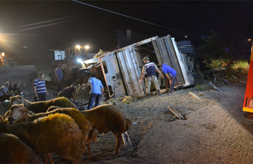  Kahramanmaraş'ta kamyon devrildi: 1 ölü, 1 yaralı