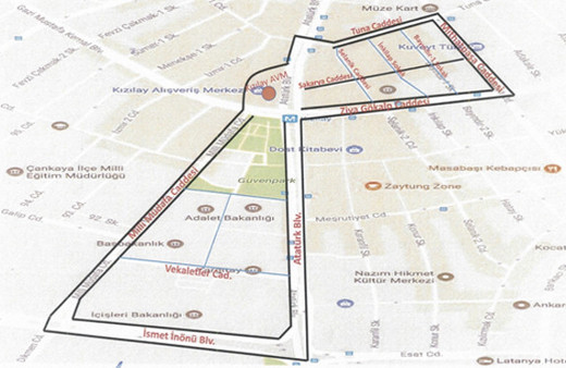Ankara'da gösteri yasağı getirilen cadde ve sokaklar