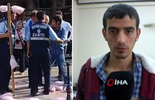 Pamuk şekerlerini ezen zabıtaya insanlık dersi verdi! 