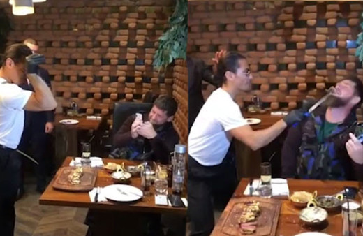 Nusret Çeçenistan Cumhurbaşkanı'na kendi elleriyle et yedirdi