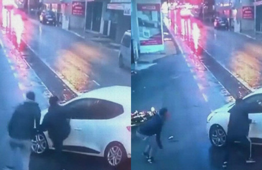 Canını unuttu: Araca yumruk ve tekme ile saldırdı!