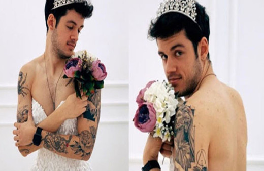 Fenomen Orkun Işıtmak'ın gelinlikli fotoğrafı sosyal medyayı salladı