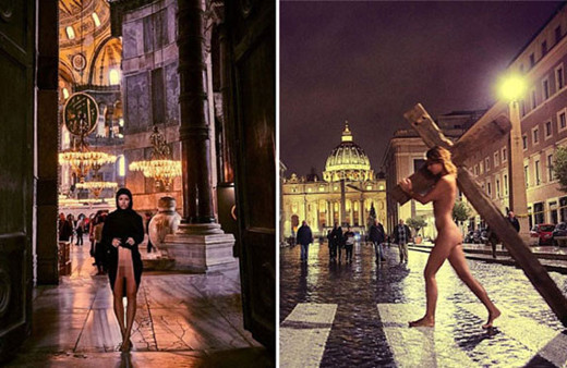 Çıplak manken Ayasofya'dan sonra Vatikan'da da soyundu