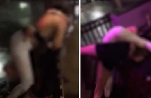 Kadınların saç saça baş başa kavgası kamerada