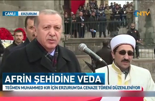 Şehit cenazesinde konuşan Erdoğan: Afrin fethinin müjdesi yakındır