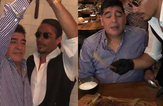Nusret'in son konuğu efsane futbolcu Maradona oldu